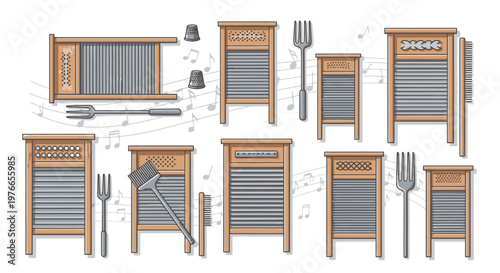 waffle maker parts and utensils flat lay