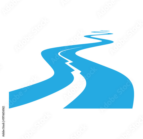 blue winding road or river path illustration on white background