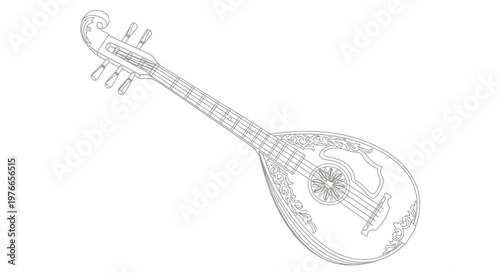Traditional Indian Tanpura Musical Instrument Illustration
