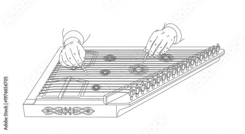 Person playing a hammered dulcimer musical instrument