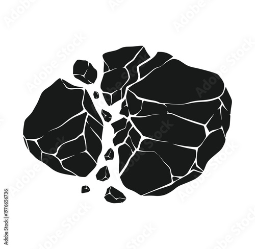 Cracked earth or clay broken into pieces on white background