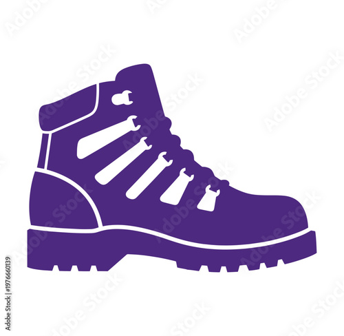 Purple boot with white details isolated on white background