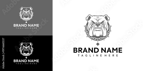 Bulldog head logo design template.