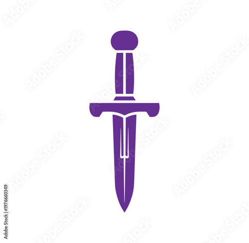 Purple dagger with a rounded pommel and straight crossguard