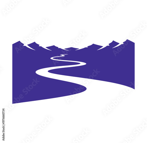 serene mountain landscape with winding river and peaks  natural scenery