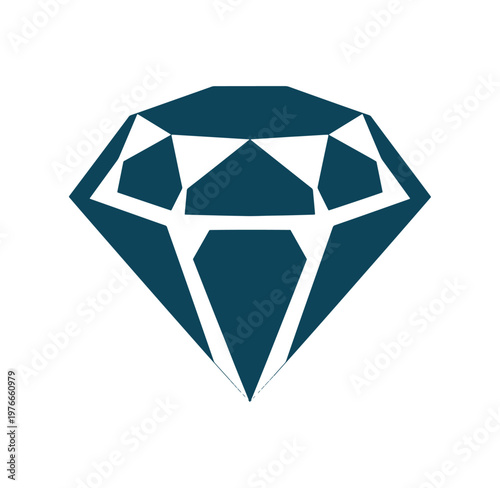 Teal diamond gemstone illustration on white background