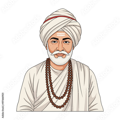 Kabir Jayanti Celebration Illustration of a Respected Saint in Traditional Attire