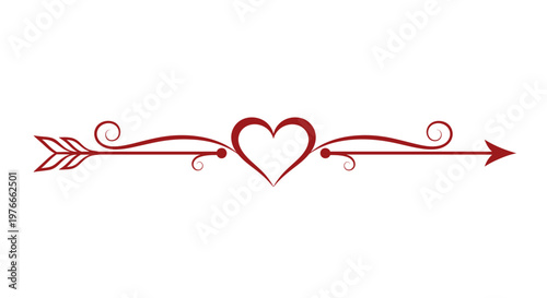 Red heart arrow symbol love icon.