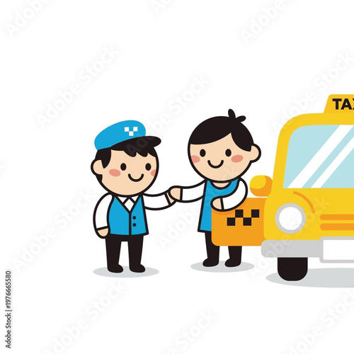 A cheerful delivery man driving a yellow truck loaded with a package, symbolizing efficient logistics and transportation services for prompt parcel delivery and successful business operations