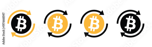 Bitcoin money exchange icon, bitcoin currency icon, vector illustration, modern flat design representing cryptocurrency trading, digital finance, and blockchain transactions, ideal for fintech apps, 