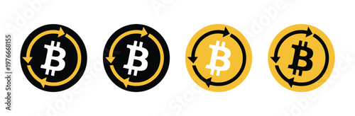 Bitcoin money exchange icon, bitcoin currency icon, vector illustration, modern flat design representing cryptocurrency trading, digital finance, and blockchain transactions, ideal for fintech apps, 