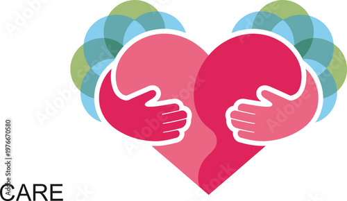 Heart symbol held by two hands represents the concept of universal love, compassion, and emotional care.