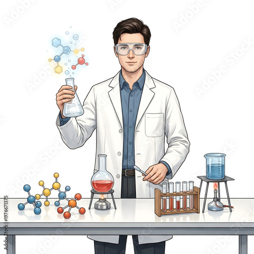 Scientist Performing Chemical Experiment In Laboratory