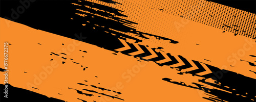orange black brush Car sticker wrap pattern banner abstract sporty lines black orange color combination grunge brush modern pattern racing motorsport vector design.