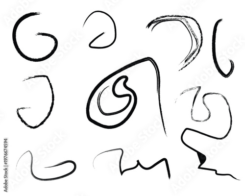 Abstract black line sketch a collection of freeform curves and shapes