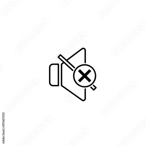 Muted speaker icon indicating no sound or volume off symbol with illustration