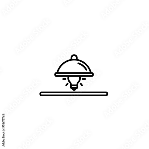 Simple line icon of a modern desk lamp or table light fixture with electric