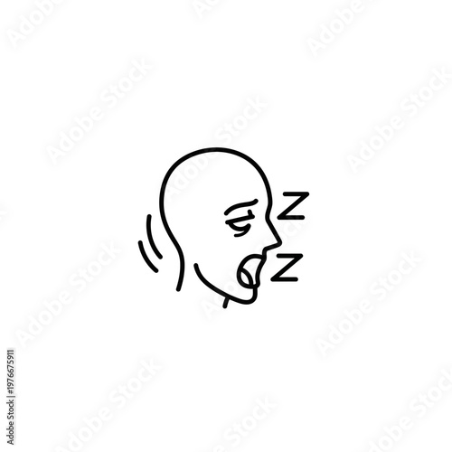Person yawning or sleeping head icon with exhausted wellness behavior
