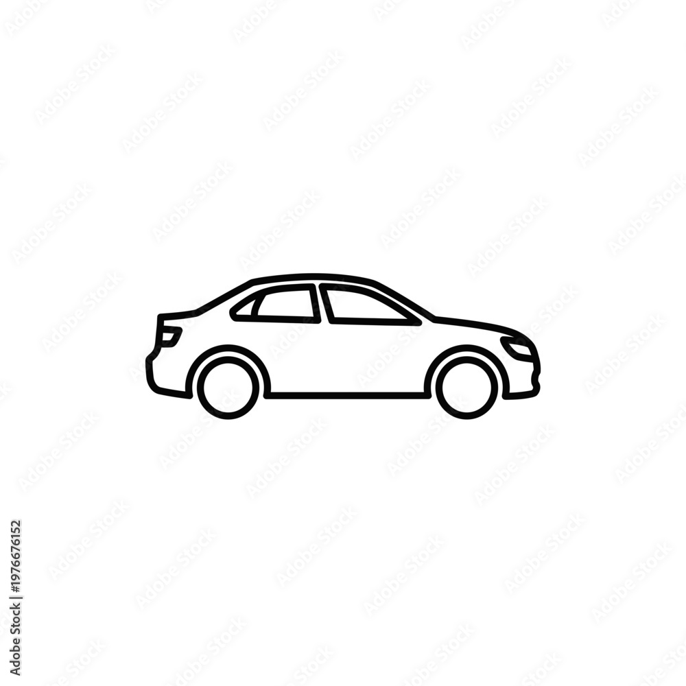 Obraz premium Side view sedan car outline icon with automobile transport transportation
