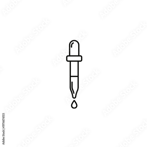 Dropper pipette with falling liquid drop line art icon laboratory medicine