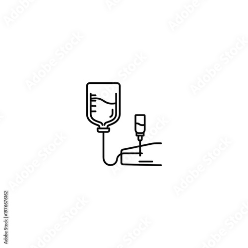 Medical iv drip infusion line icon with infusion intravenous hospital