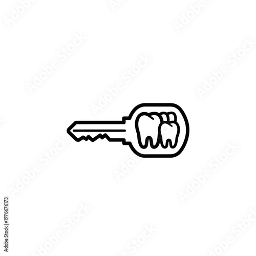 Dental health key line icon with dentistry minimalist illustration treatment