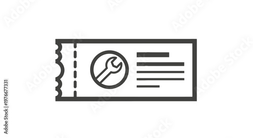 Ticket with Wrench Icon and Lines.
