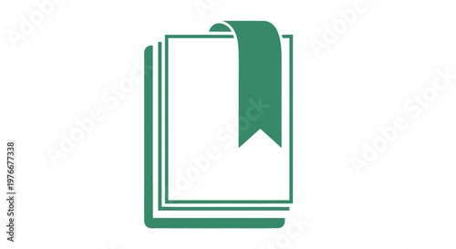 Green Book Icon with Bookmark Illustration.