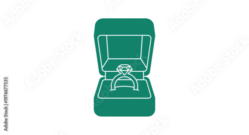 Engagement Ring in Jewelry Box Illustration.