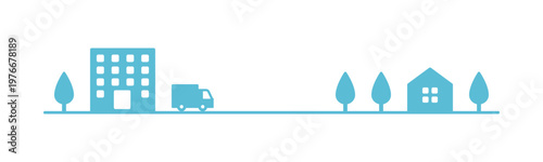 シンプルで使いやすい配送トラックの図案・水色