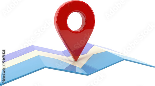 A glossy red map pin is centrally positioned on a stylized folded map displaying segments of blue cream and light purple hues red pin location marker navigation journey travel Free Download A glossy red map pin is centrally positioned on a stylized folded map displaying segments of blue cream and light purple hues red pin location marker navigation journey travel - GFXLoad