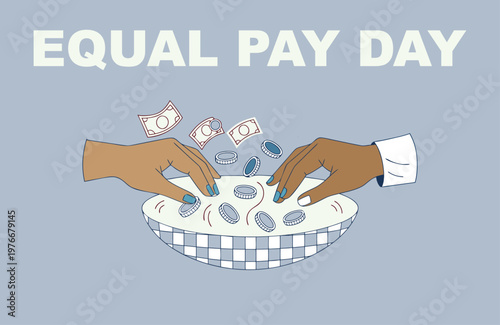 Equal Pay Day Illustration – Gender Wage Gap Awareness, Fair Salary and Workplace Equality Concept