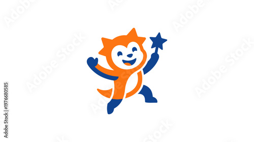 Cheerful Cartoon Character Holding a Star
