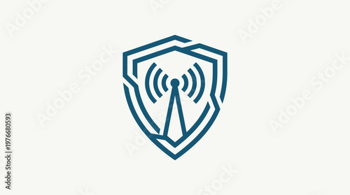 Secure Wireless Network Icon on White Backdrop