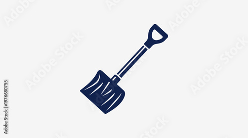 Minimalist Silhouette of a Snow Shovel on White