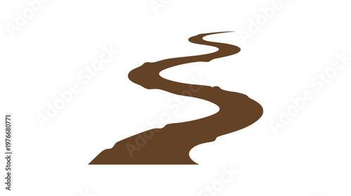 Winding Brown Road on White Background