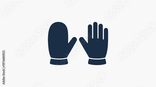 Winter Mittens and Glove Icon on White Background