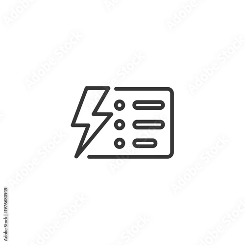 Energy power supply and settings control icon with lightning, electricity