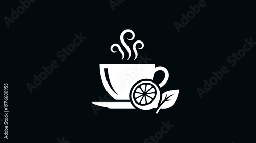 Minimalist Cup Of Tea With Lemon and Steam Logo