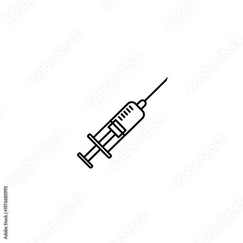 Minimalist line art vector syringe icon for medical healthcare graphics