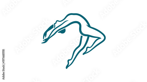 Graceful Abstract Dancer Silhouette in Teal