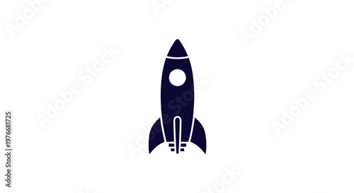 Simple Dark Blue Rocket Ship Illustration.