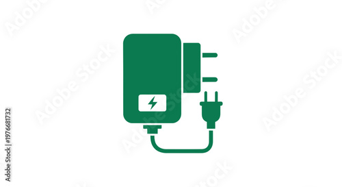 Green Electric Power Bank with Plug.