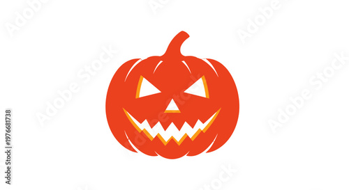 Carved Pumpkin with Spooky Face Design.