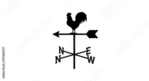 Black Metal Weather Vane with Rooster.