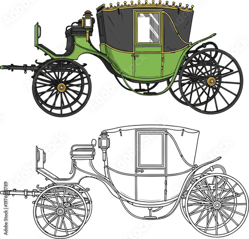 Royal Horse Drawn Carriage Illustration