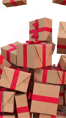 3D animation of gift boxes falling on white background, Big Sale or Special Limited Offer concept