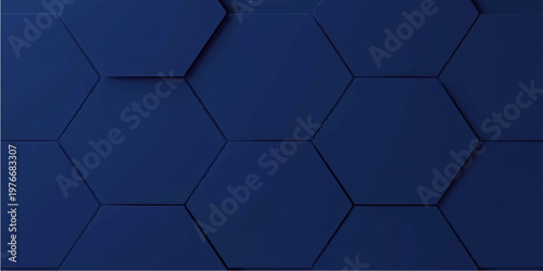 A seamless blue geometric pattern featuring 3d hexagonal shapes creates a modern technology background with a molecular honeycomb structure for a professional business wallpaper design
