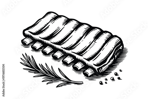 Grilled rack of ribs with rosemary and spices grilled ribs black pepper