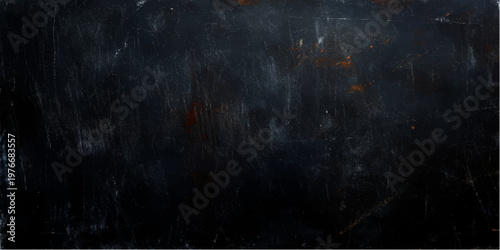 A dark blue grunge chalkboard texture evokes a stormy night sky filled with mist and smoke under the faint light of a distant moon